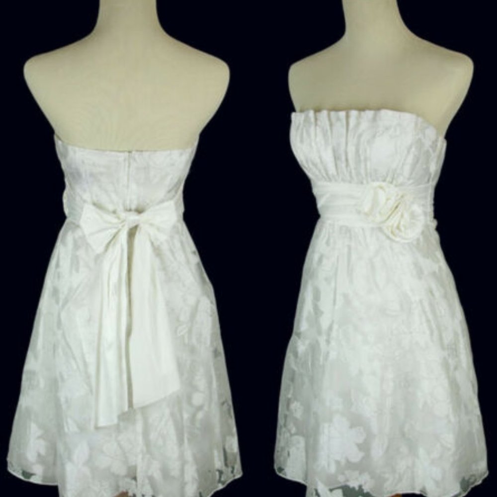 NWT $90 Prom Formal Short Dress White Strapless Teeze Me Fit & Flare Mini Junior